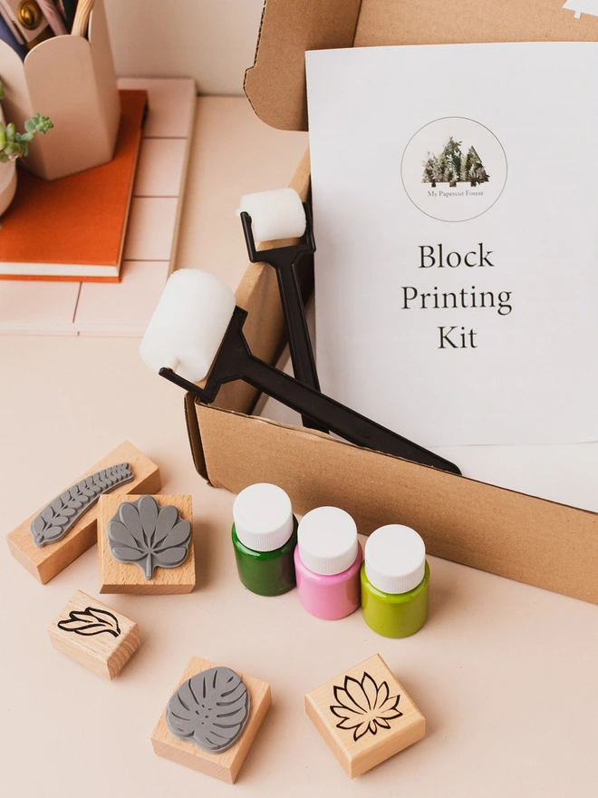 block printing textile kit by my papercut forest