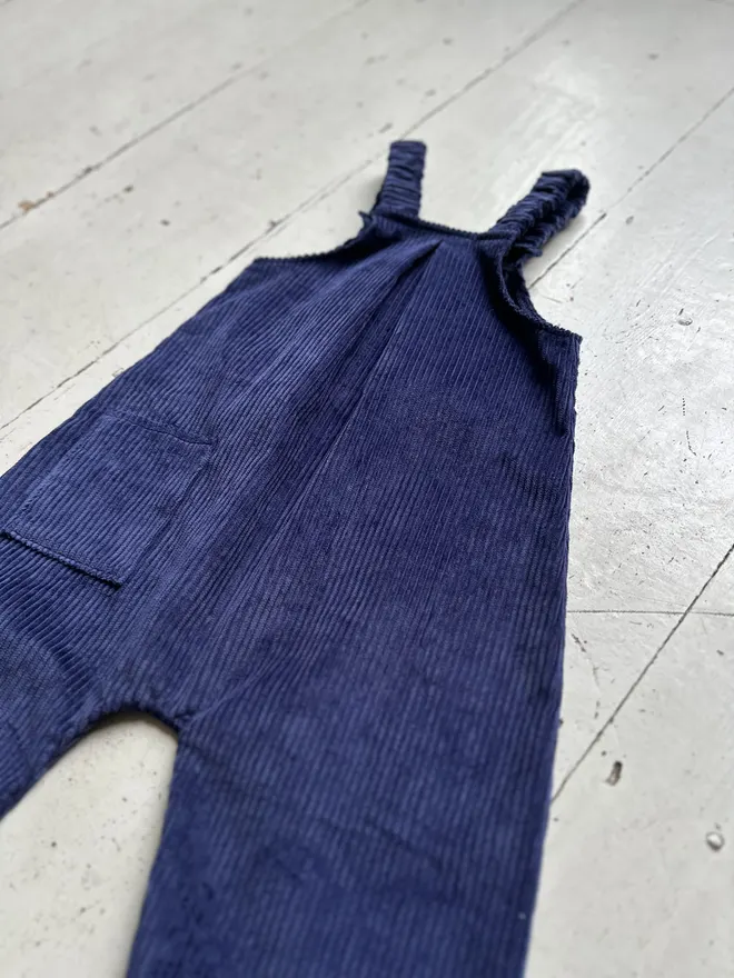 reverse of kids organic cotton corduroy dungarees navy blue