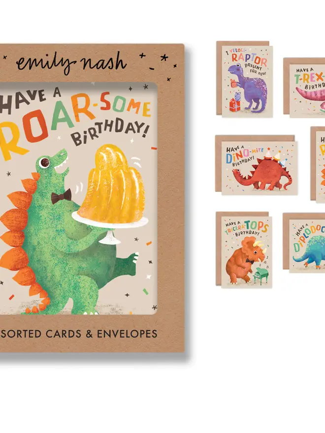 dinosaur illustrated birthday card