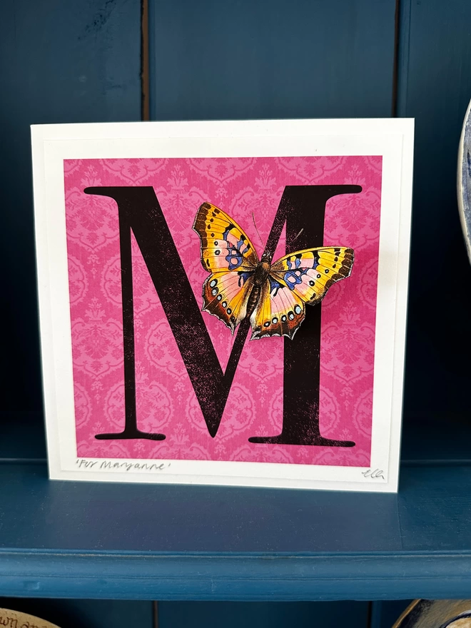 Letter on pink butterflygram for any occasion