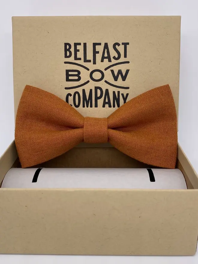 orange irish linen bow tie