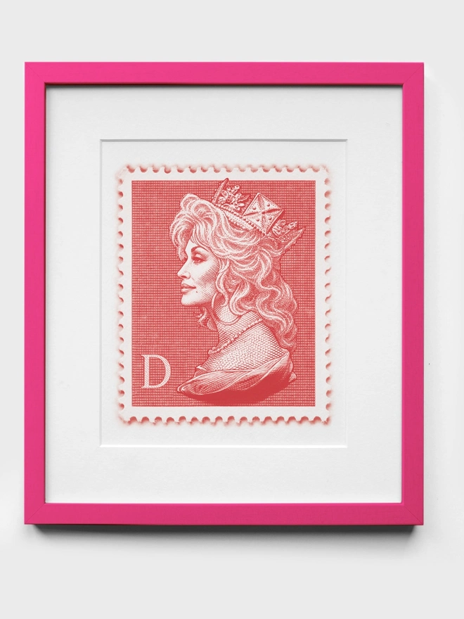 Red Dolly Parton Art Print Pink Frame