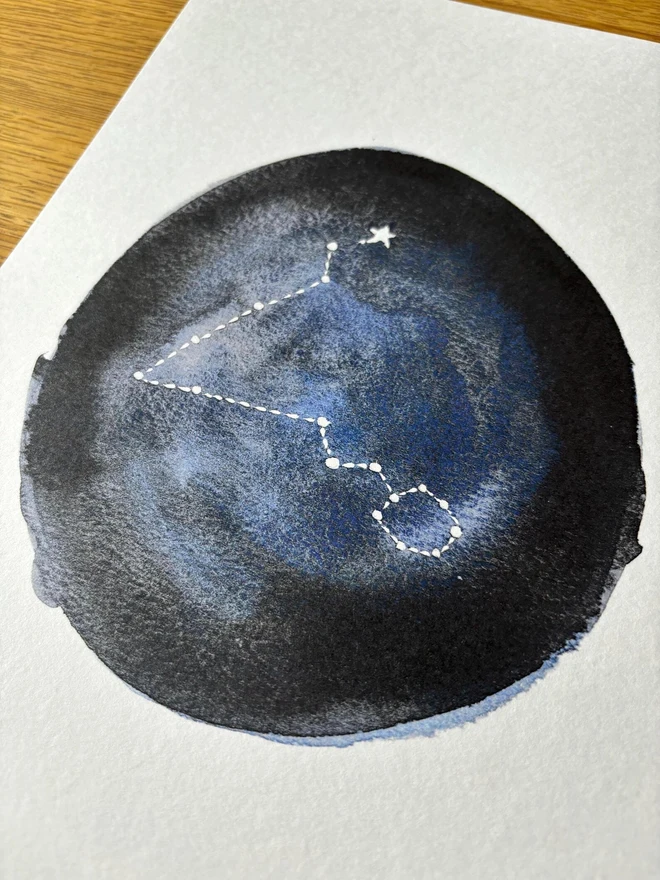 Bespoke Zodiac Watercolour With Calligraphy Print