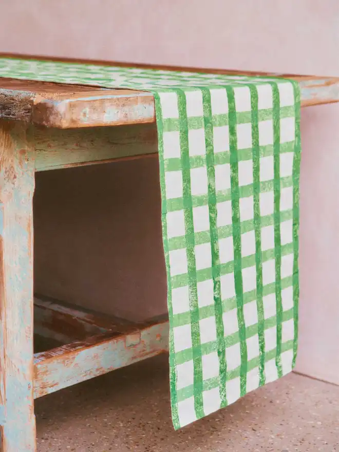 Green Gingham Table Runner