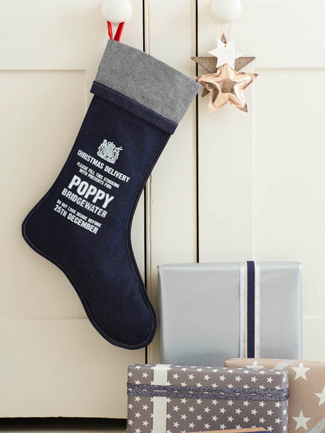 Personalised Denim Christmas Stocking