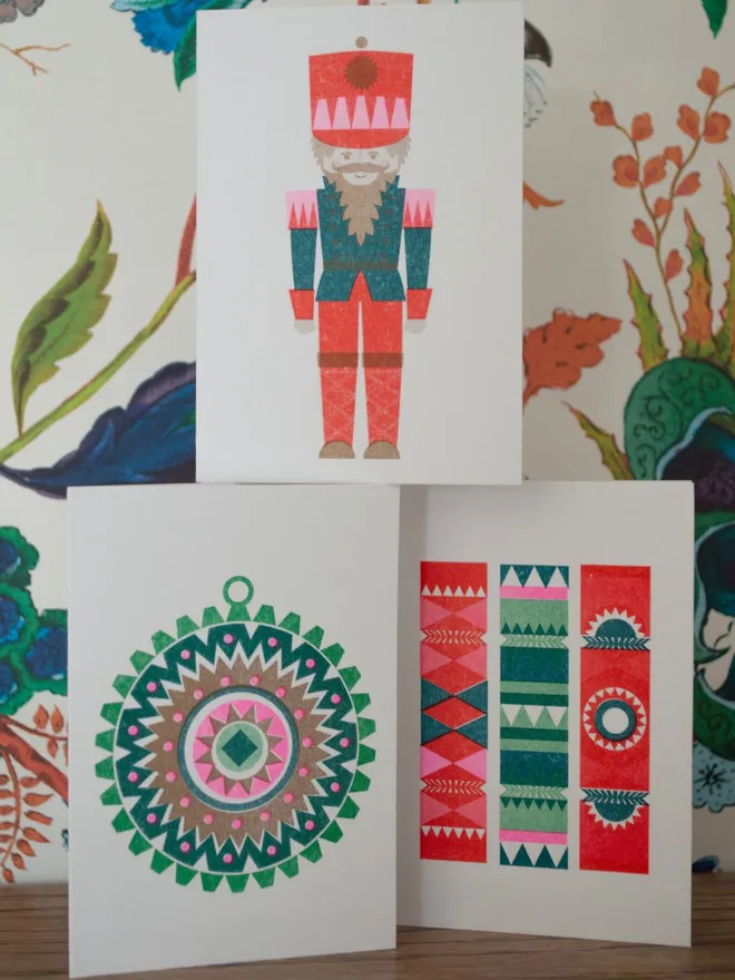 Boxed Retro Christmas Mini Cards (Set Of 6)