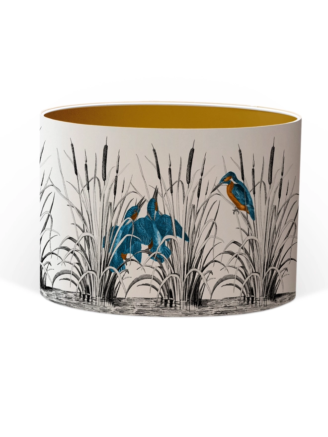 Mountain & Molehill - Kingfishers in bulrushes lampshade