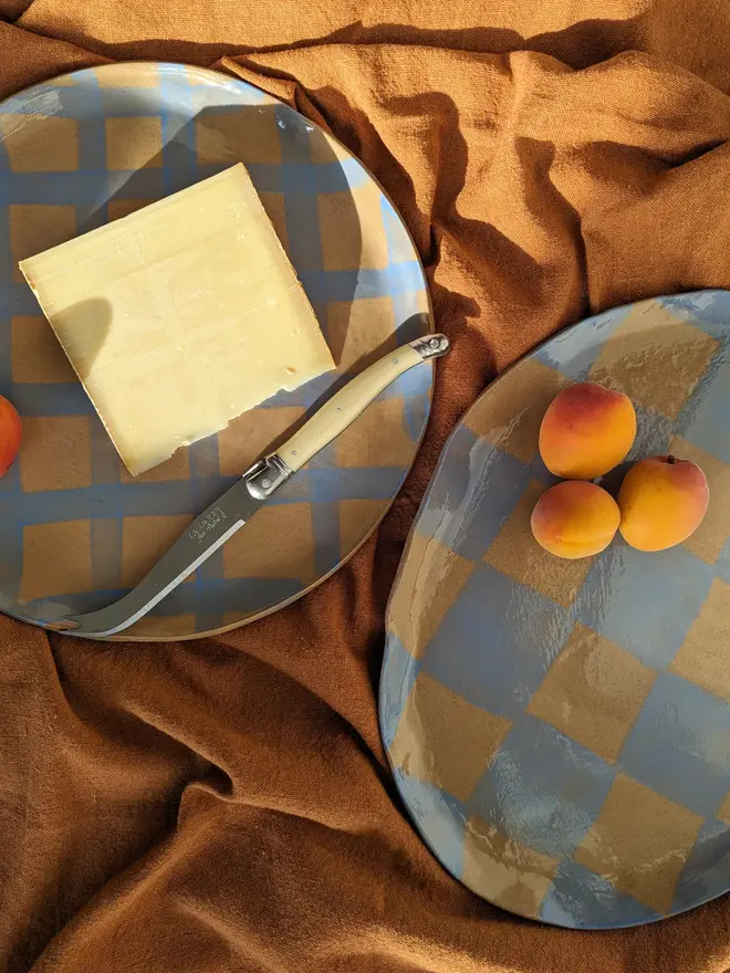 Baby Blue Gingham Serving Platter
