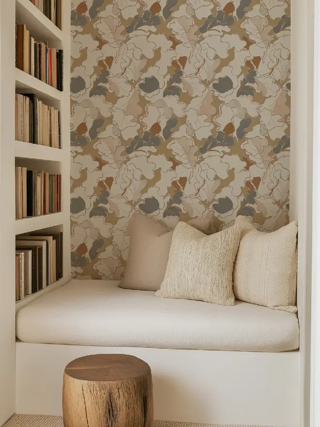 Adagio Wallpaper, a living room with a colourful wallpaper. 