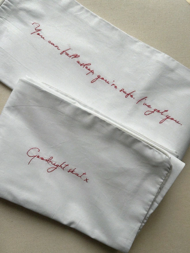 embroidered note pillowcase