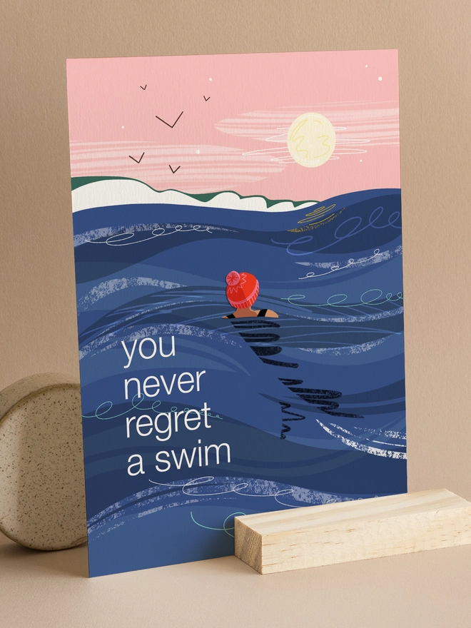 You never regret a swim sea swimming greeting card