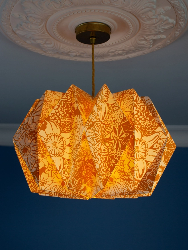 Origami Paper Lightshade Orbit 'Yellow Spring Blooms'