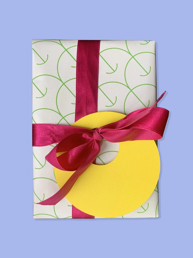 Green Apple Pattern Wrapping Paper, against a light blue background