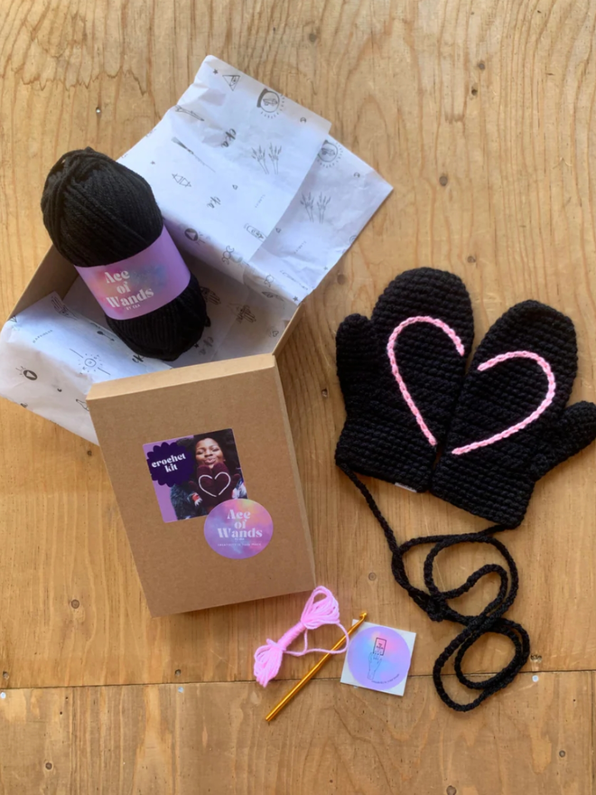 Hidden Heart Mitten Crochet Craft Kit
