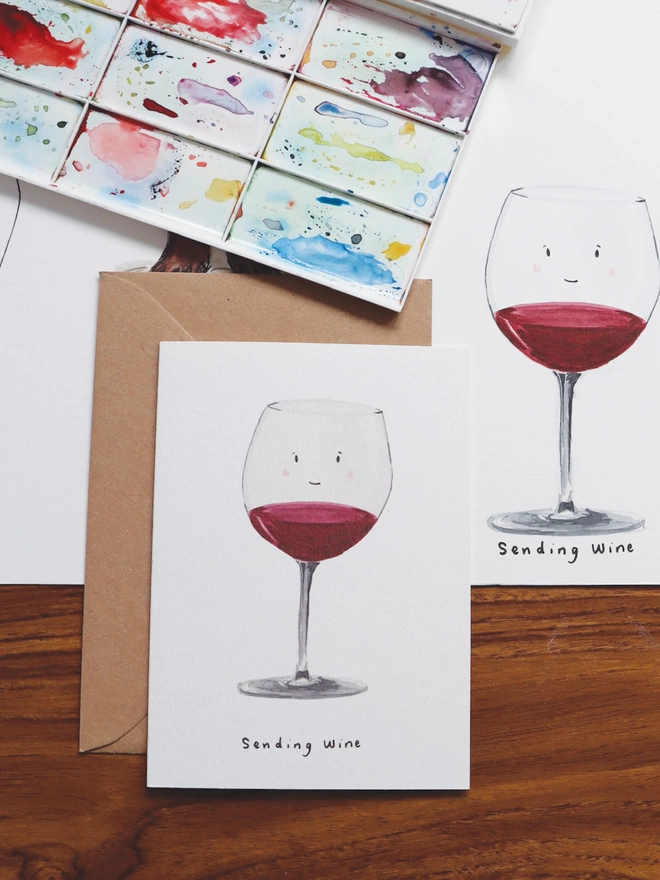 Red Wine Greeting Card 