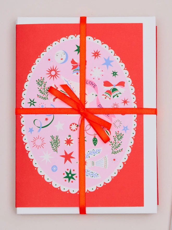 Peace and Love Pack of 6 Illustrated Christmas Cards
