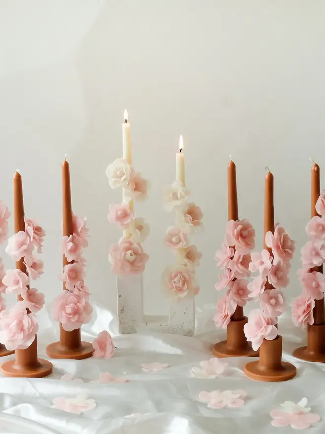 Handcrafted Floral Taper Candle