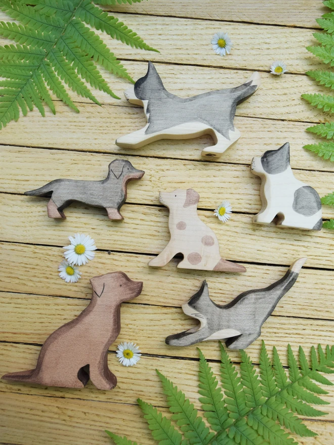  Handmade ecofriendly wooden toy figurines, dog toy figures made by hand by Eric and Albert made in Wales, UK