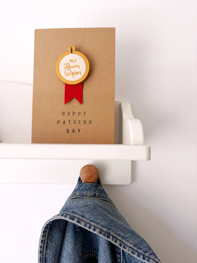 Father's Day Personalised Keepsake Card on a white shelf