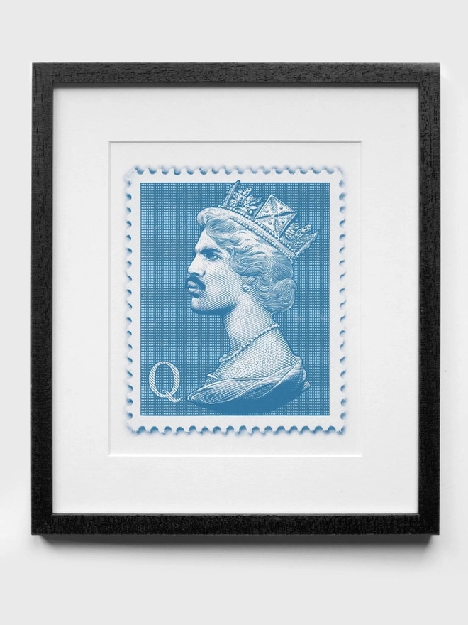 Freddie Stamp Blue - Black Frame