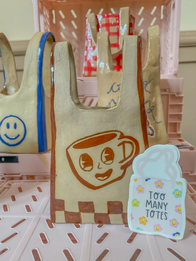 Ceramic Tote Bags, Coffee Cup Design