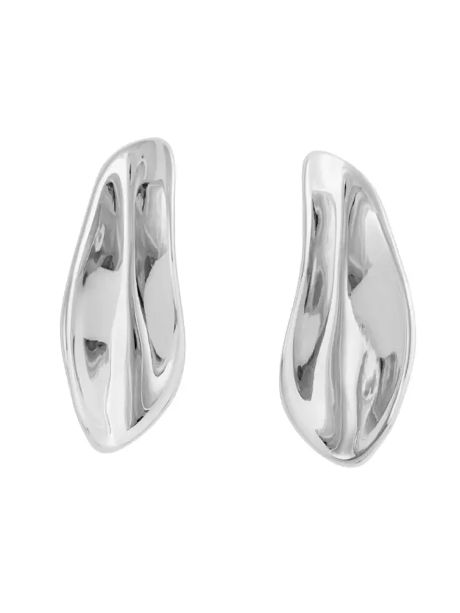 Loel Large Silver Leaf Drop Earrings