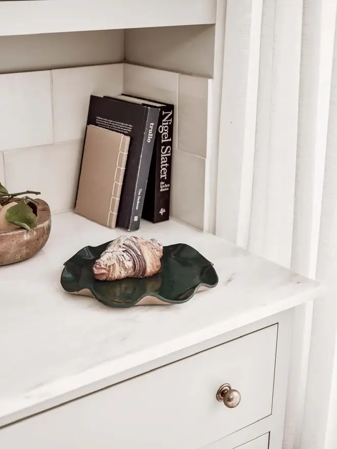Deep Green Wavy Serving Platter
