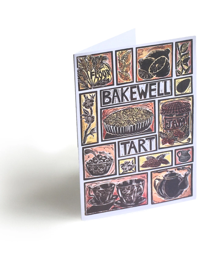 Bakewell-tart-greetings-card-illustrated-recipe-cooking-instructions-lino-cut-kate-guy