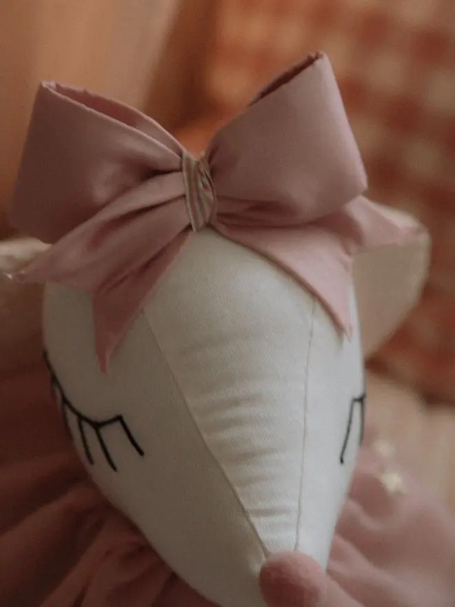 Handmade ballerina mouse wall decor for a girls’ nursery Mouse head wall hanging for baby room and nursery decoration