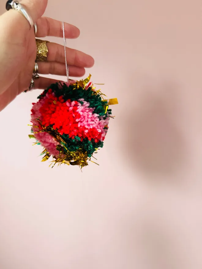 Christmas bauble Pom Pom bauble tinsel Pom Pom tinsel bauble disco Pom Pom bauble Christmas bright Pom Pom 