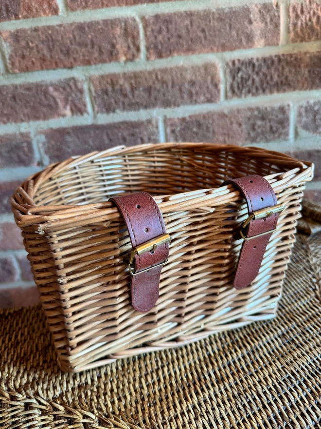 Children’s Wicker Bicycle Basket Rear with Buckles