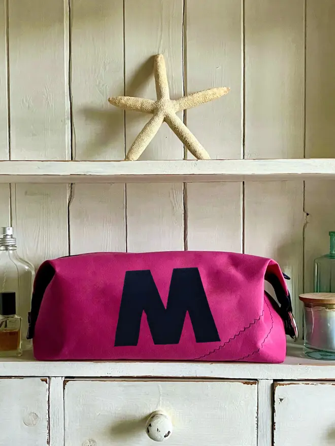 personalised canvas wash bag pink