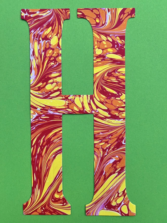 Hand-marbled happy birthday garland letter