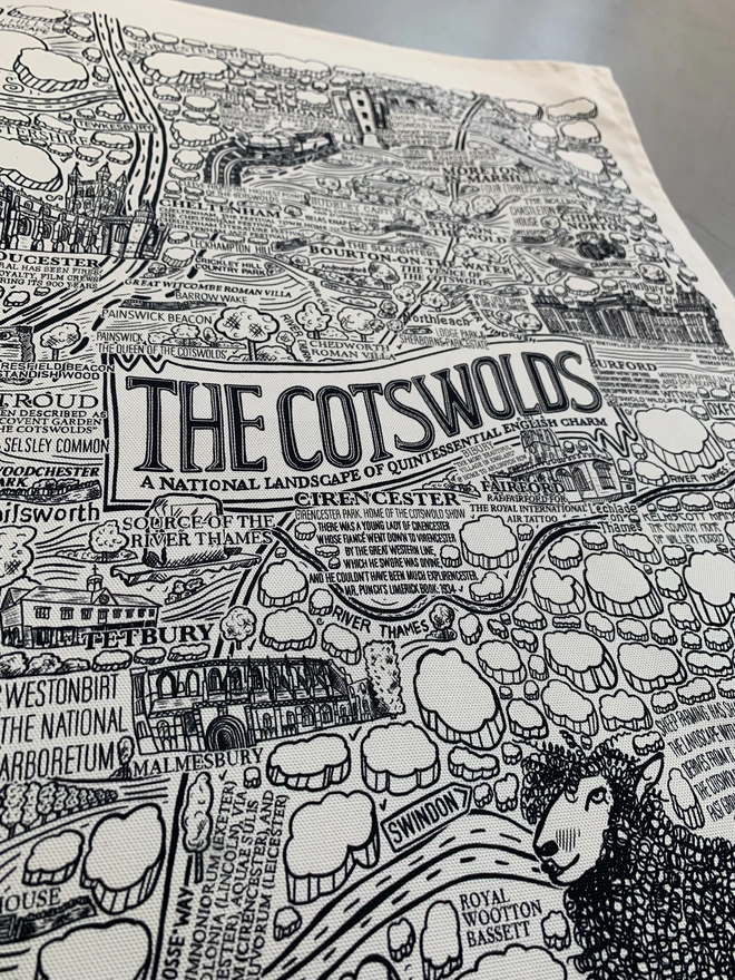 Cotswolds tea towel detail