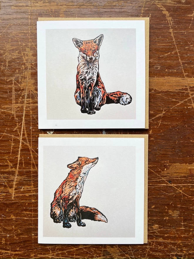 mr fox and miss foxy art cards