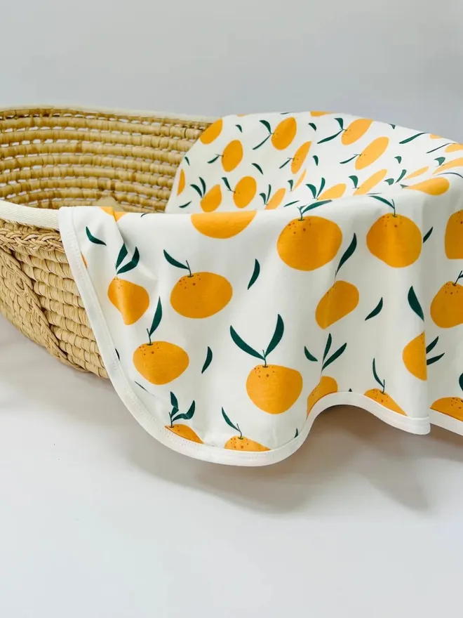 Cream 'Clementine Grove' Organic Cotton Baby Cot Blanket