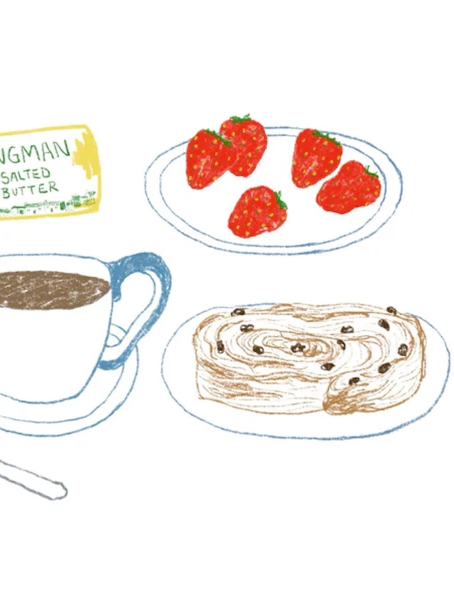 Strawberry Breakfast Greetings Card 