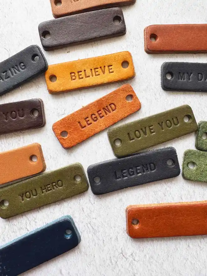 personalised leather trainer labels. 