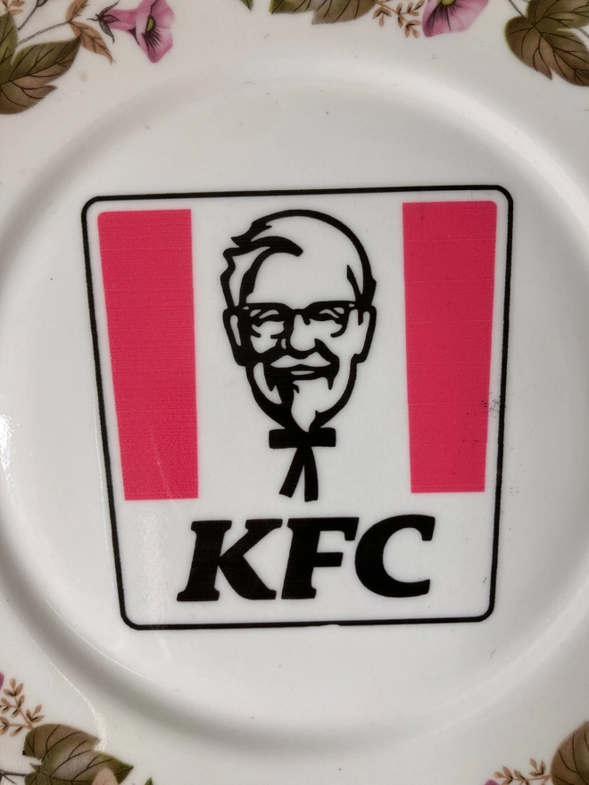 Vintage plate, KFC, KFC vintage plate, hand printed plate, hand printed vintage plate, unique gift, Kentucky Fried Chicken, Original, original gift