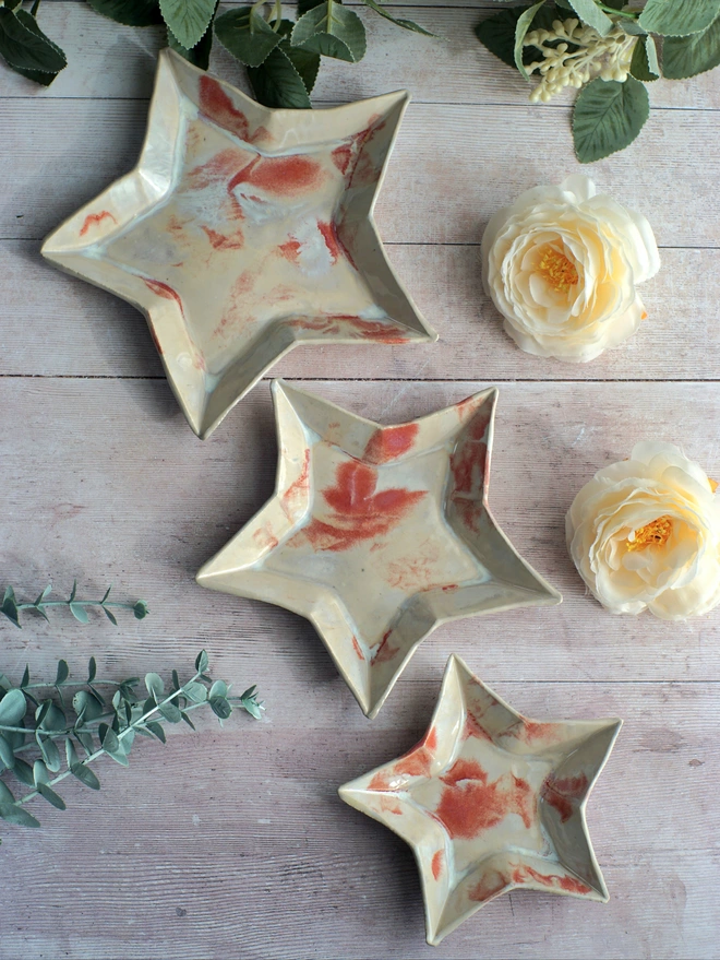 star plates, star nesting plates, ceramic star plates, Jenny Hopps Pottery, ceramic gifts