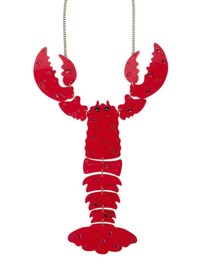 Lobster Statement Necklace - Recycled Red