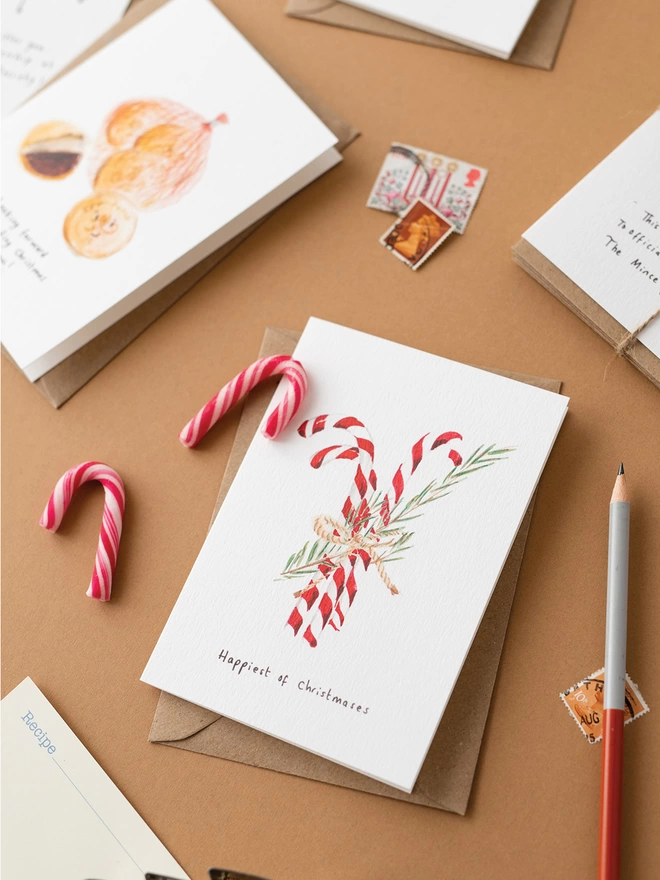 Candy Cane Christmas Card 