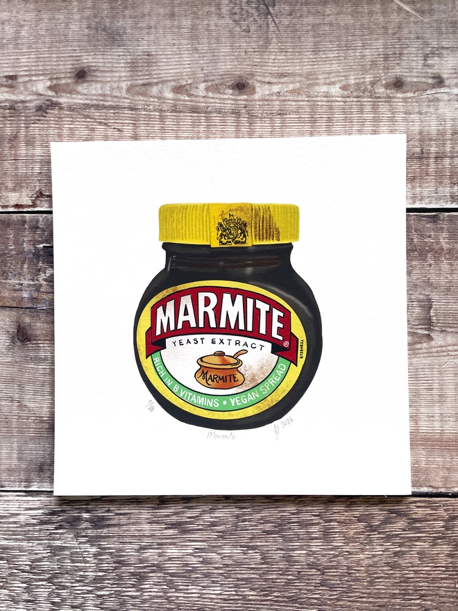 Hand illustrated Jar of Marmite print