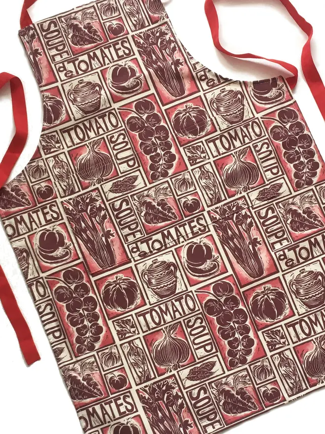 Tomato Soup Illustrated Recipe Organic Cotton Apron