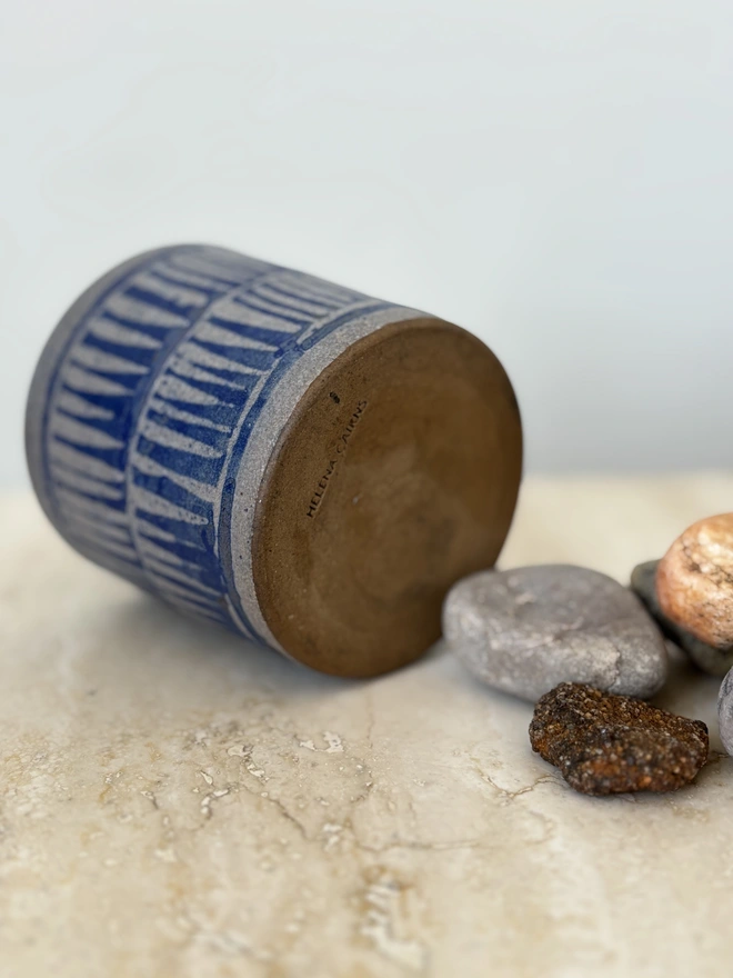 Blue and Grey Ceramic Stacks Cup