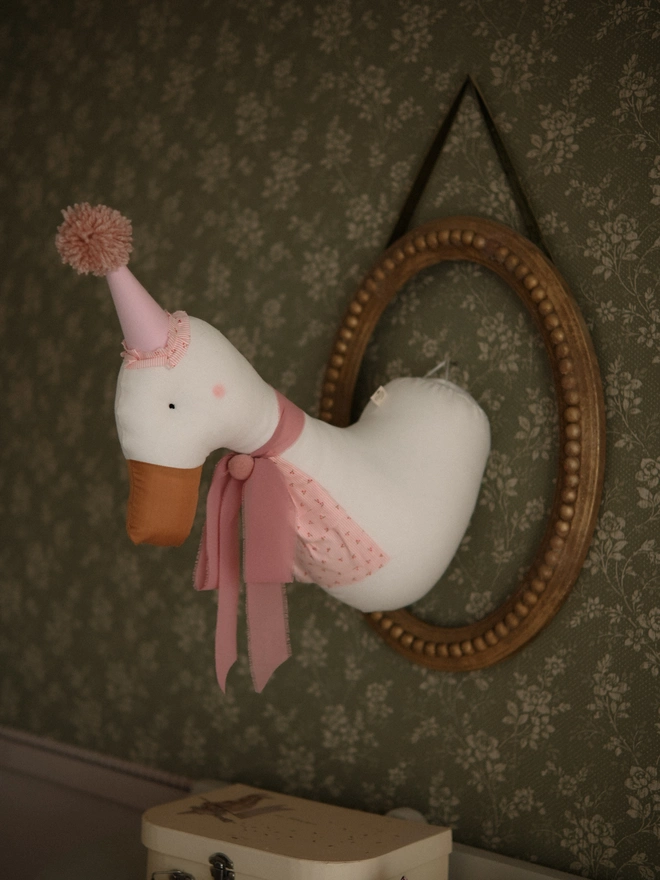 Soft Duck Wall Hanging, Nursery Animal Head, Circus style Decor, Goose Wall Mount, Baby Room Art
