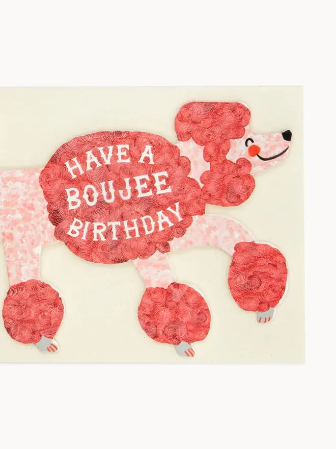 pink poodle birthday card