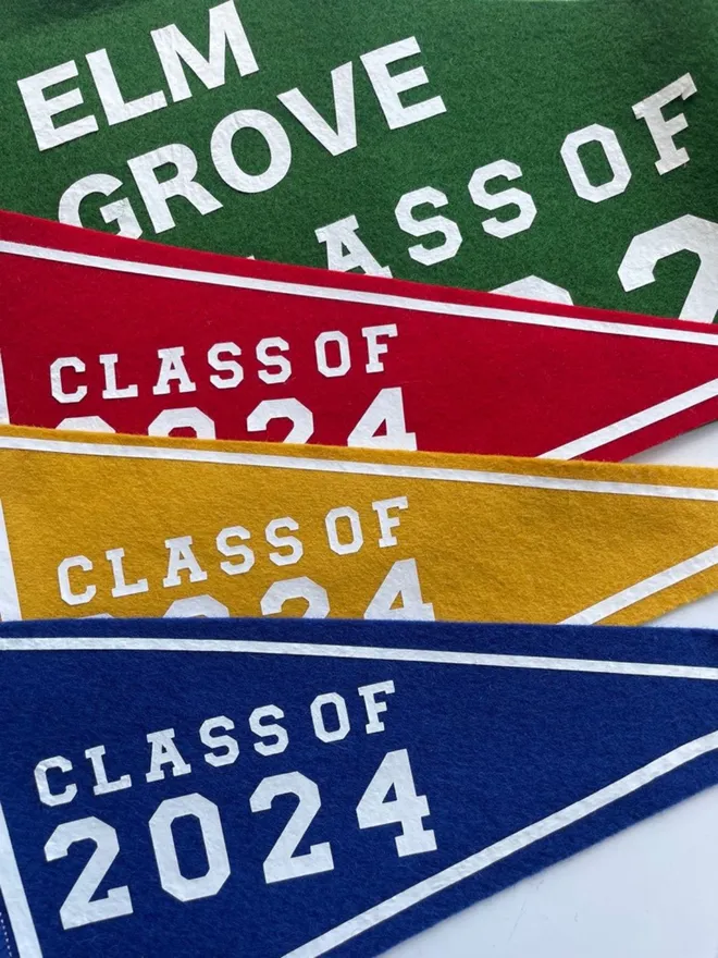 Colour options for class of 2024 mini pennant flag