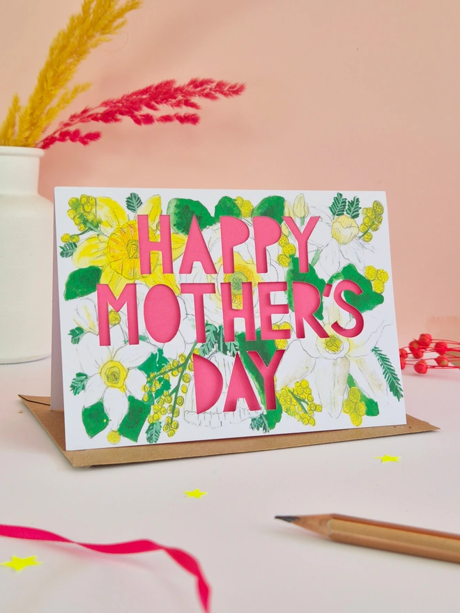 Happy Mother day card pink