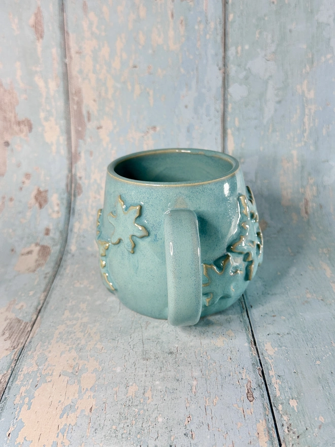 Festive Turquoise Snowflake Ceramic Mug